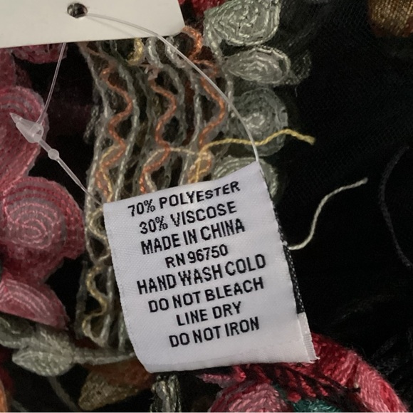 Jessica McClintock Kimono Open Cardigan Sheer Boho Embroidered Floral - Picture 6 of 8